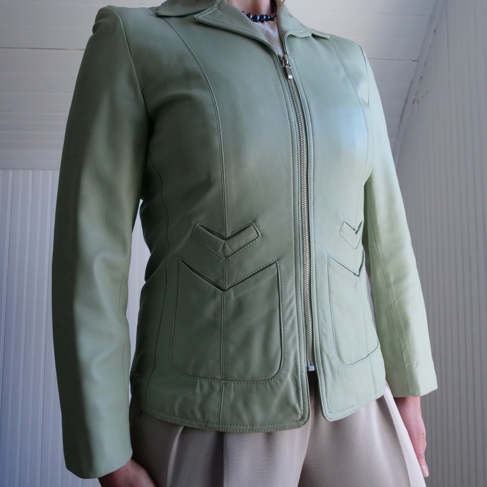 9 West Sage Green Leather Jacket